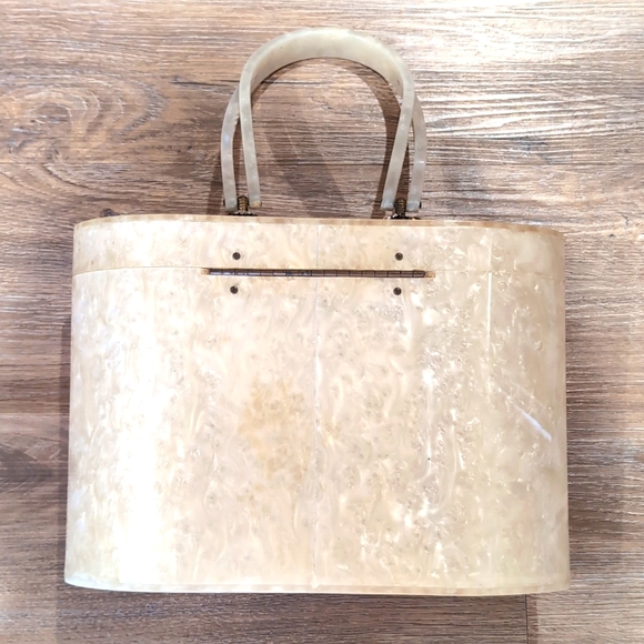Wilardy Vintage 1950's  Pearlized Lucite Purse Satchel Handbag - Picture 8 of 8